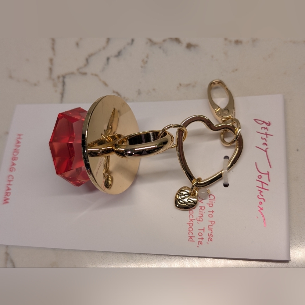 Betsey Johnson Bag Charm Ring Pop Pink NWT - Picture 4 of 6